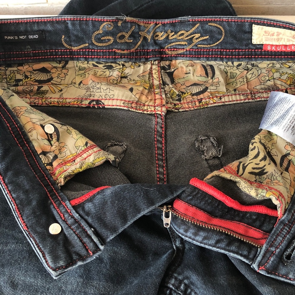 Ed Hardy Punks Not Dead Skuller Dark Blue Slim Jeans